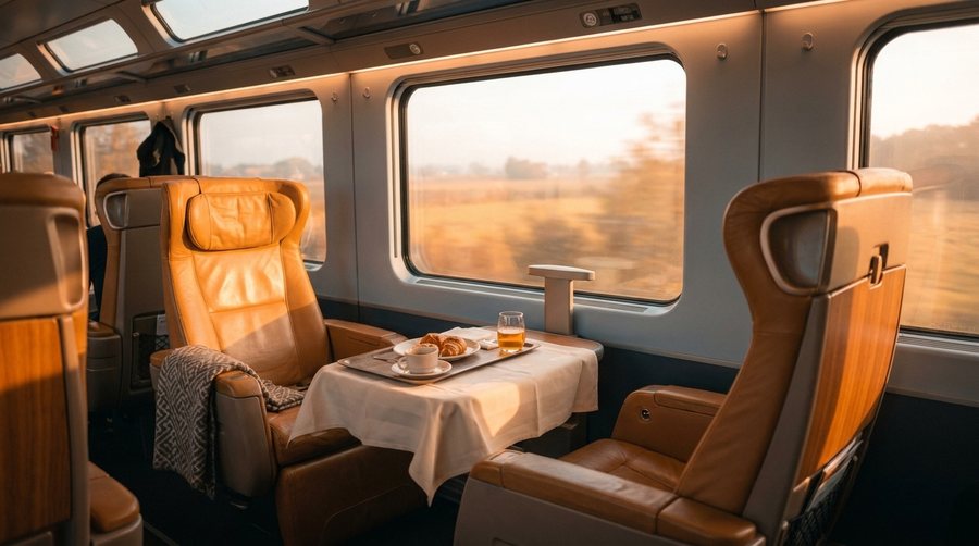 First Class seating on an LNER Azuma train with at-seat tea service